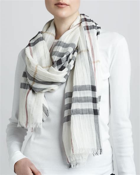 burberry giant scarf gauze metallic|Burberry Metallic Gauze Giant Check Scarf, Stone/Silver.